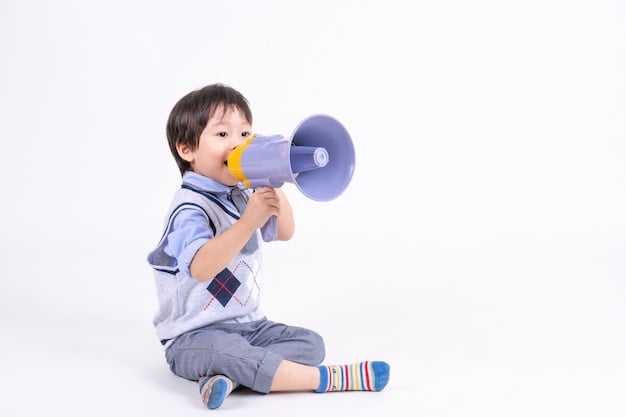 Child Enthusiastically Using A Megaphone
